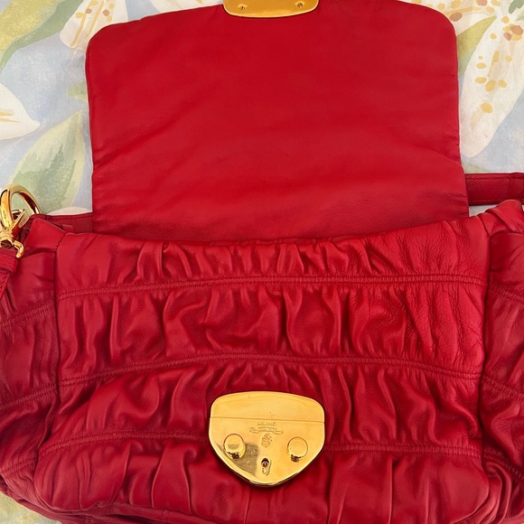 Prada Patina Dressy gaufre Red Leather Bag (rosso) - Picture 5 of 12